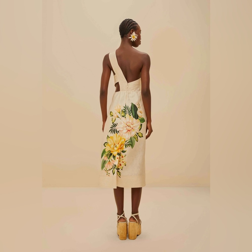FARM RIO Garden Cascade Sand Midi Dress - Picture 4 of 4